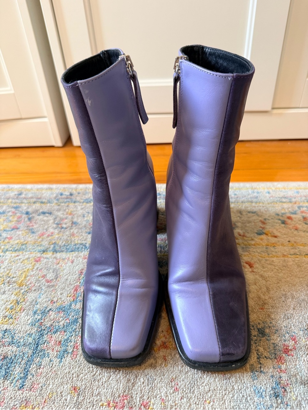 ALOHAS Two-Tone Lavender and Deep Purple Leather Ankle Boots size 36